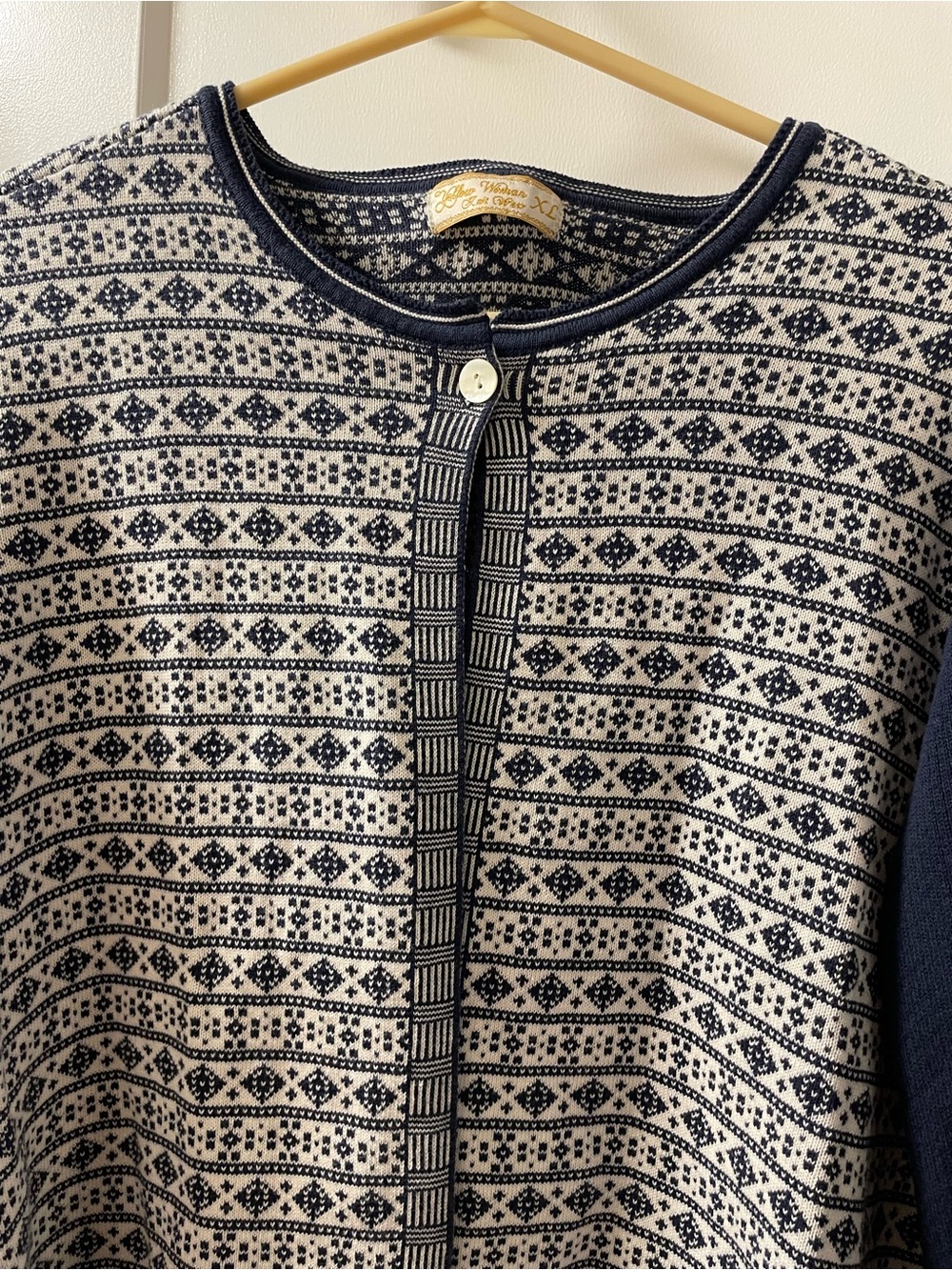 Navy Patterned Fair Isle Cardigan Jacket - Picture 4 of 11